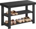 SONGMICS Shoe Rack Bench - 3-Tier Bamboo Storage Organizer | Holds Up to 286 lb, Ink Black, 11.3 x 27.6 x 17.8 Inches