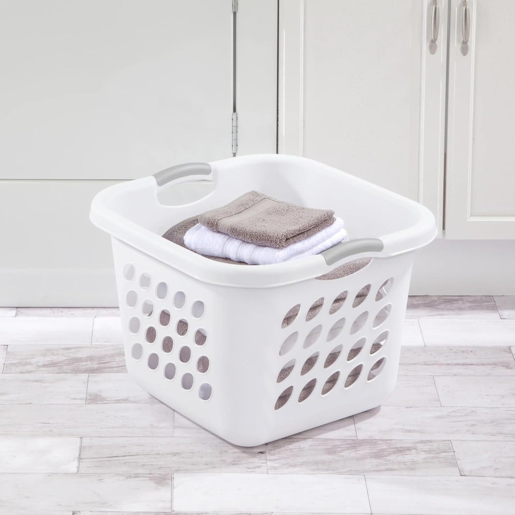 Regine Switzerland Square Laundry Basket - 1.5 Bushel Capacity, Durable Plastic, White