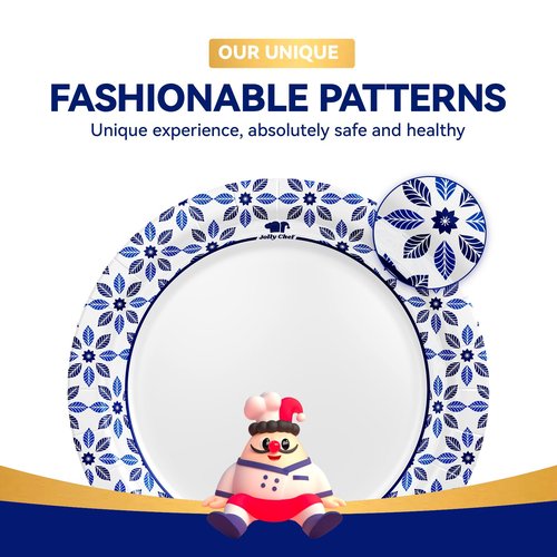 JOLLY CHEF 7 inch Disposable Paper Plates 150 Count, Soak Proof, Cut Proof, Heavy Duty Paper Plates for Everyday Use