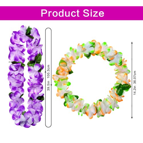 SOLARFEELING 6 Counts Hawaiian Leis for Luau Party Supplies, Tropical Flower Lei Decorations, Premium Artificial Leis for Wedding, Graduation, Beach & Birthday Party Favors