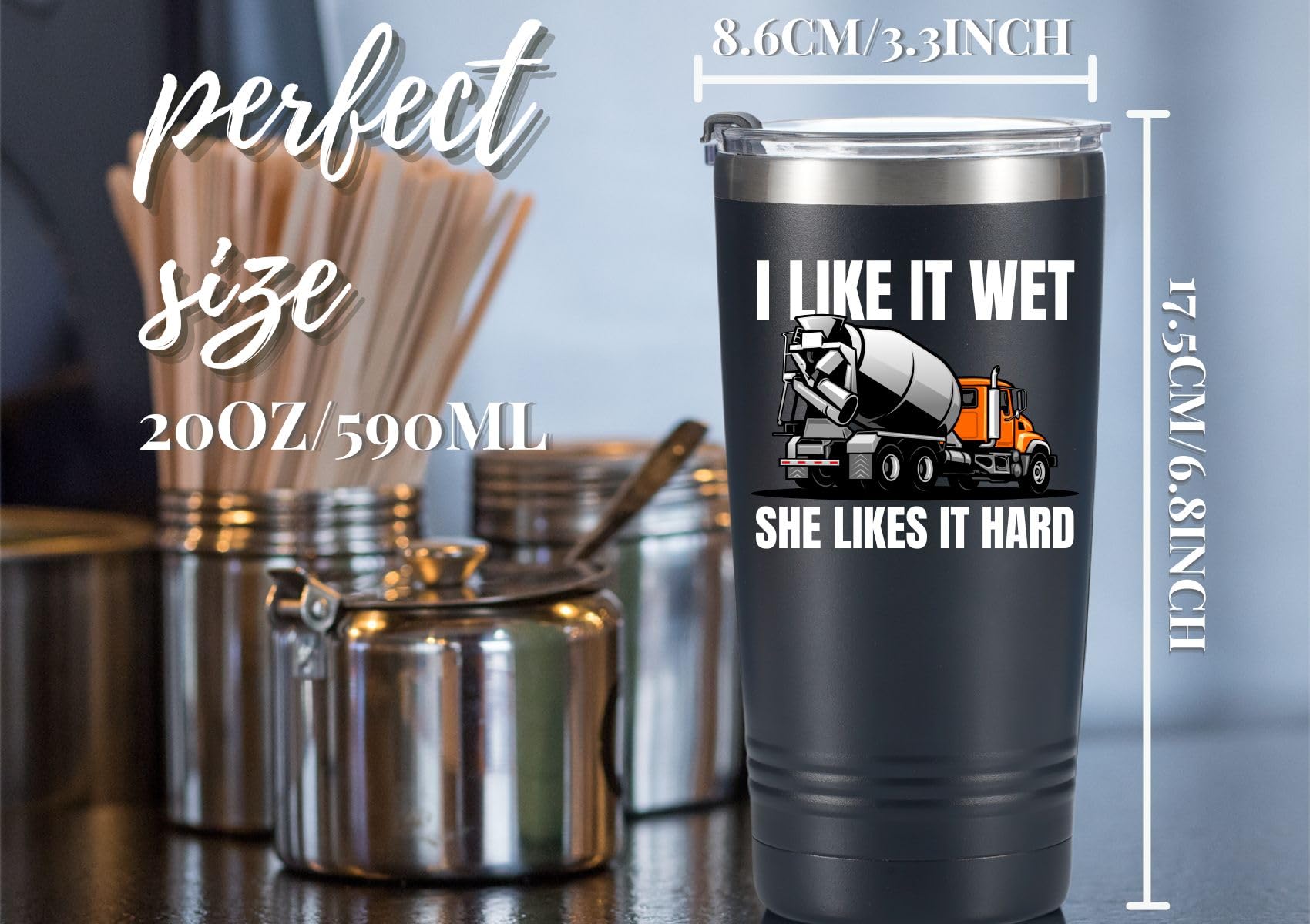 Onebttl Construction Worker gifts, Funny Humor, Concrete-Themed Gifts, 20oz/590ml Stainless Steel Insulated Tumbler with Lid