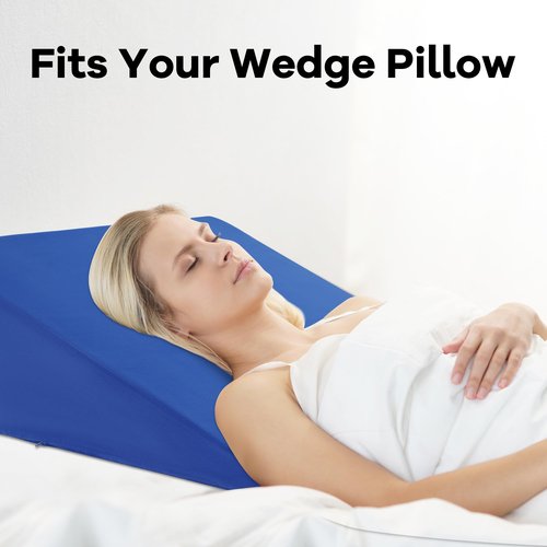 HOMBYS Ultra Soft Velvet Bed Wedge Pillow Cover-Super Soft Fleece Pillowcase with Zipper Design, Removable & Machine Washable Pillowcase, (Blue, 25"x25"x8")