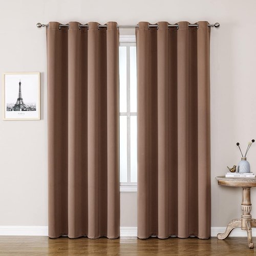 ChrisDowa Grommet Blackout Curtains - Thermal Insulated Room Darkening Panels, Cappuccino, 52W x 72L