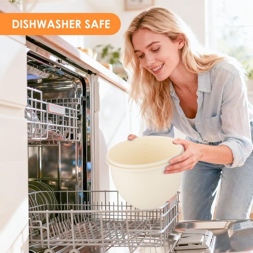 Silicone Bowl Insert Liners for KitchenAid 5 Qt Mixer, Included 1 Flex Edge Beater and 3 Liners with 3 Lids