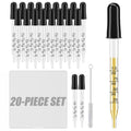 Skiennix 20Pcs Eye Droppers - Glass Pipette with Storage Case & Cleaning Brush for Essential Oils, Medicine, Crafts