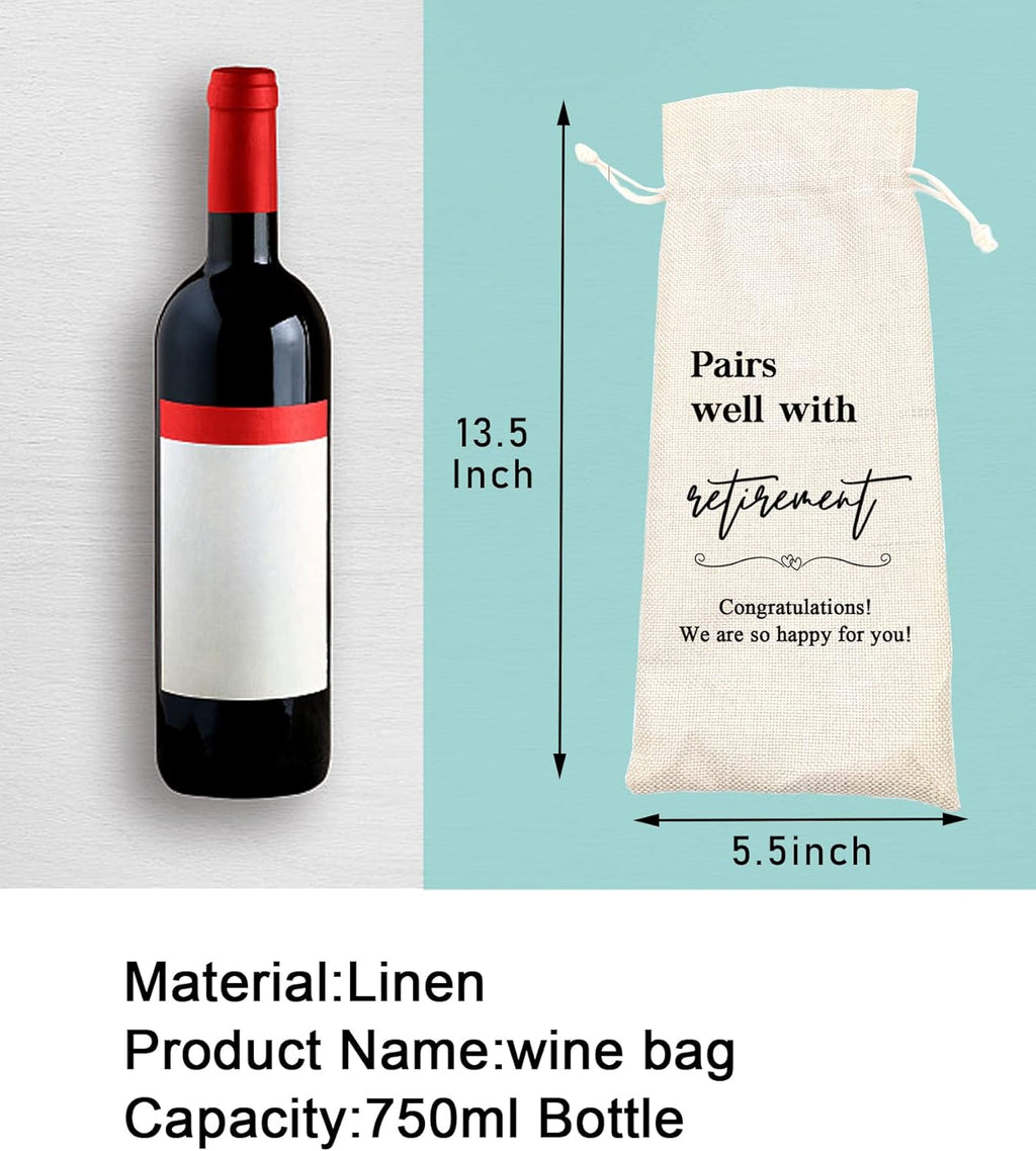 Socive Retirement Wine Bag, Retirement Gifts Wine Bags, Gift for Him or Her, Retired Gifts Leaving Gifts for Colleagues Friends Coworkers Boss Nurse Teacher