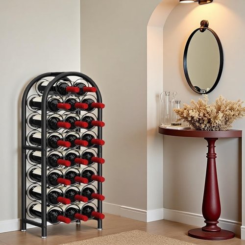 Dazioter Wine Rack Freestanding Floor Metal Holders Stands Organizer Storage 23 Bottles Black