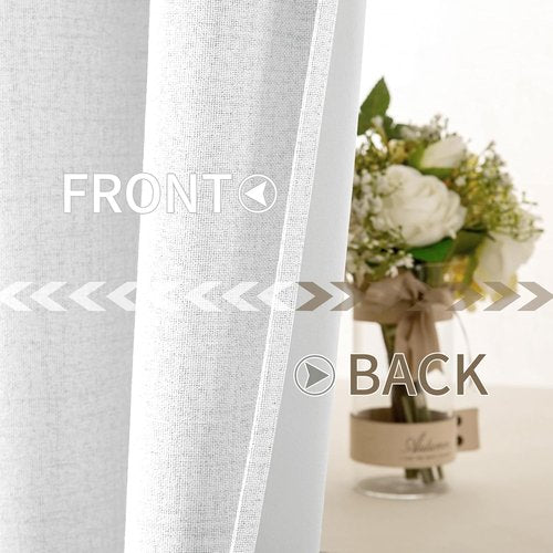 MIULEE Blackout Curtains - 100% Linen Textured Thermal Insulated Drapes | Bright White, 52 x 72 Inch (2 Panels)