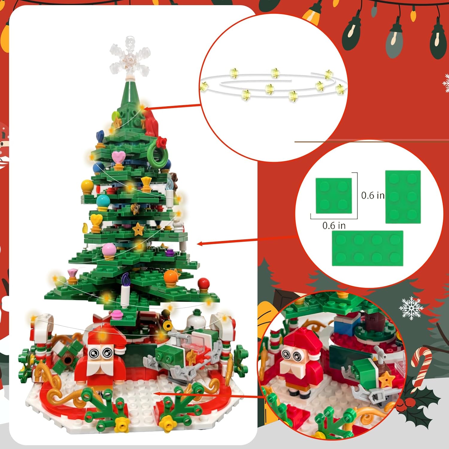 Skiennix Christmas Tree Advent Calendar - 24 Days of Surprises with LED Lights | Holiday Countdown Decor