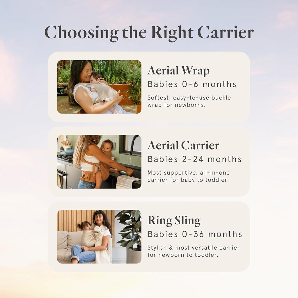 WildBird Newborn Baby Carrier - Aerial Buckle Wrap with Head Support & Padded Waist Belt | Soft Fabric, 0-6 Months