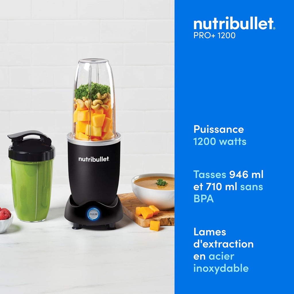 Nutribullet Pro+ Personal Blender - 1200 Watt Power with Pulse Function | Sleek Black Design