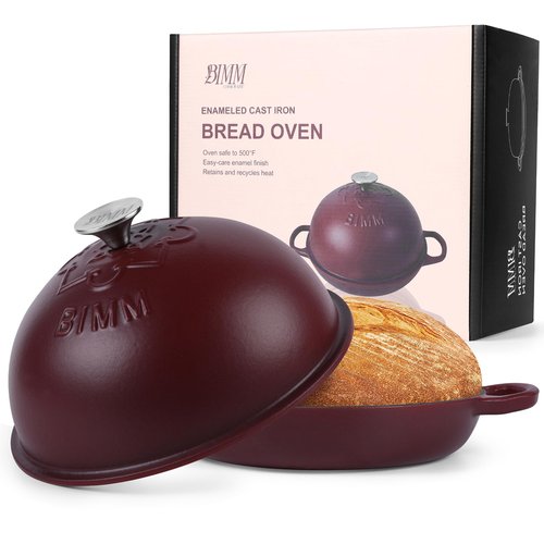 BIMM Cookware Cast Iron Dutch oven Pot with Lid for Sourdough Bread Baking – Versatile Bread Oven with Non-Stick Enamel Coating, Matte Finishing, Exquisite Embossed Pattern & Ergonomic Handles