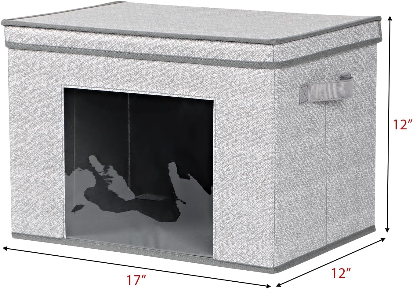 Univivi Foldable Fabric Storage Boxes - Large Collapsible Bins with Lids | 4-Pack Gray Cube Organizers (17" x 12" x 12")