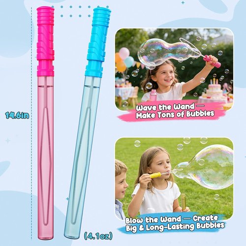 EagleStone Giant Bubble Wands - 24 PCS 14.6" Colorful Bubble Sticks for Kids | Perfect Summer Outdoor Toys