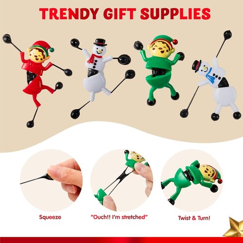 JOYIN 24 PCS Christmas Wall Sticky Climbing Man Toys - Fun Stretchy Hand Climbers for Kids | Holiday Party Favors