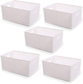 BINO Plastic Basket - Small White 5-Pack | Rectangular Cabinet Organizer for Efficient Storage