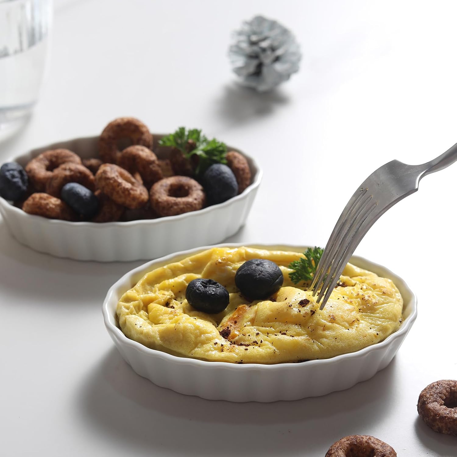 Regine Switzerland 6 Pcs Creme Brulee Ramekins - 4 Oz Oval Ceramic Baking Dishes, Oven Safe & Stackable