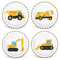Whaline 40Pcs Construction Birthday Party Paper Plates Dump Truck Disposable Plates 4 Designs Tableware for Boys Kids Birthday Party Supplies Table Decor, 9 in