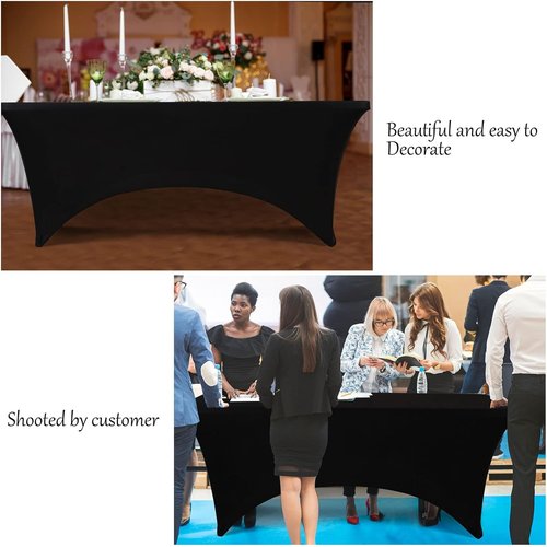Black Spandex Table Cover by [Brand Name] - 4ft Fitted, Washable & Wrinkle Resistant for Events & Parties