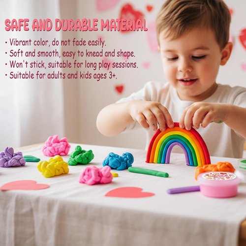 30 Pack Valentines Day Gifts for Kids, Cute Valentines Day Cards for Kids Classroom with Play Dough and Stickers, Valentine Exchange Cards Bulk for School Boys Girls Class Gifts Exchange, Party Favors