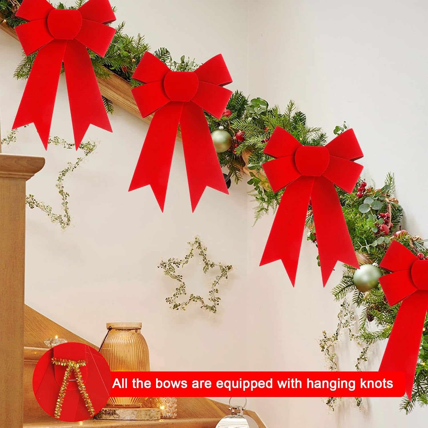 Regine Switzerland 12 PCS Red Velvet Bows - 5x8 Inches Holiday Decorations for Trees & Wreaths