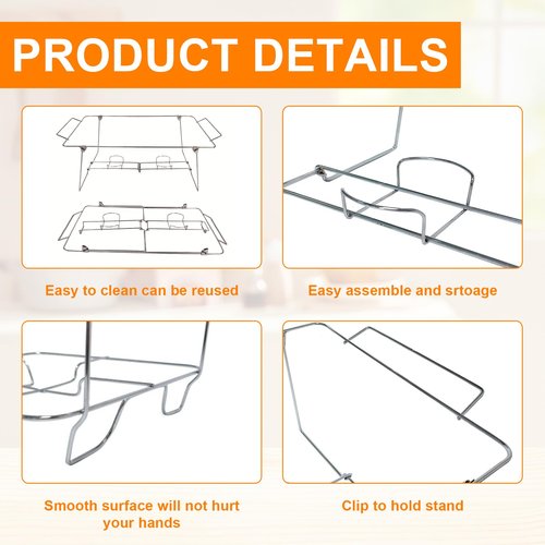 Hyuetrsa 8 Pcs Buffet Wire Rack Buffet Rack, Reusable Buffet Wire Rack Chafing Stand for Catering Pan Food Dish Serving Tray Buffet Birthday Supply (Silver)