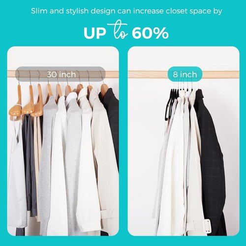 HOUSE DAY Premium Velvet Hangers - 50 Pack Black Non-Slip Flocked Felt | Sturdy 360° Rotatable Hook