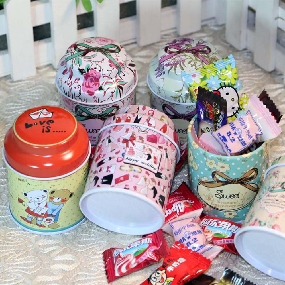 TooGet Elegant Metal Tinplate Tins - Shabby Chic Mini Boxes for DIY Candles & Storage | 6-Pack