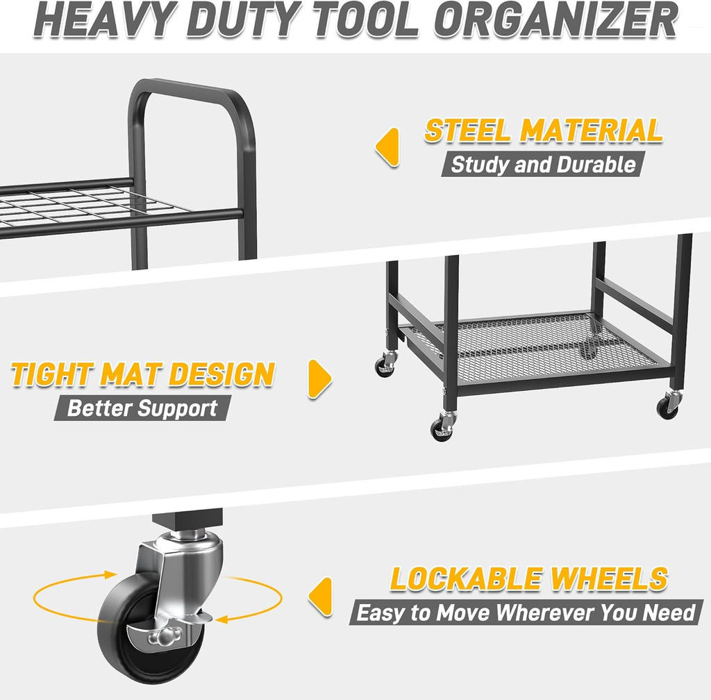 Ultrawall Garden Tool Organizer - Lockable Wheels for Easy Mobility | Indoor & Outdoor Storage Rack
