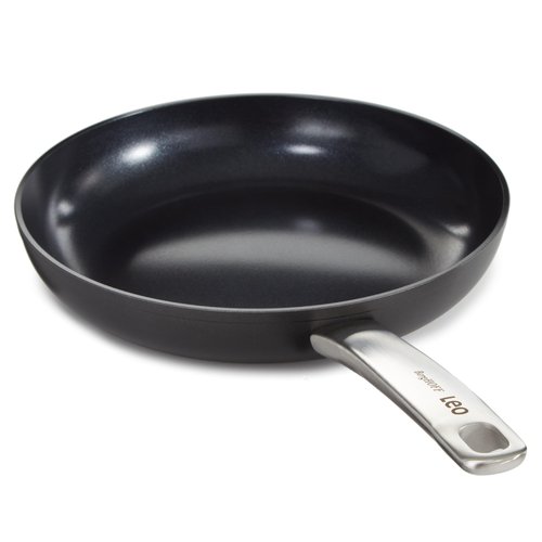 Berghoff Graphite Non-stick Ceramic Frying Pan/Skillet 10", Recycled Aluminum, Non-toxic Coating, Full Disk Bottom, Stir Fry Eggs Veggies Oven Bakeware, Oven-to-Table Cookware