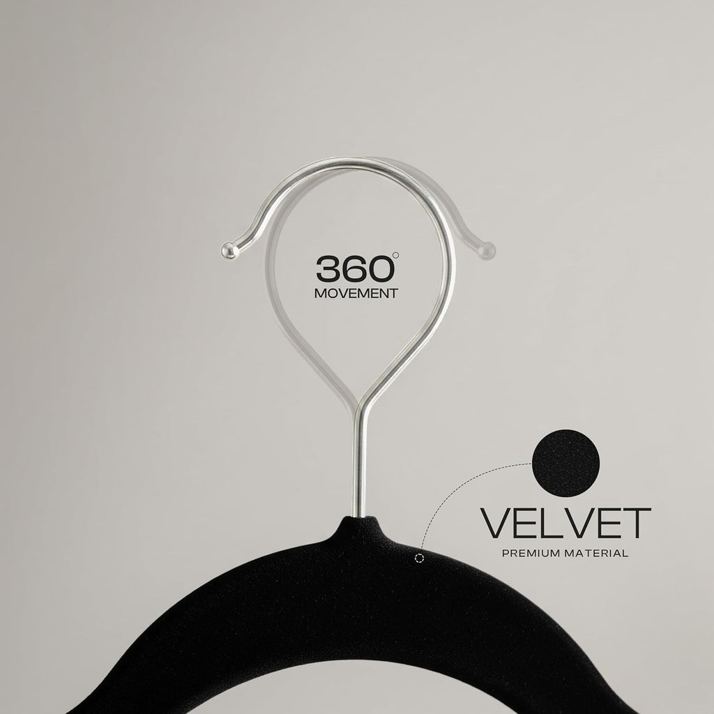 Utopia Home Velvet Hangers - Luxury Non-Slip Slim Coat & Pant Hangers, 100 Pack, Black