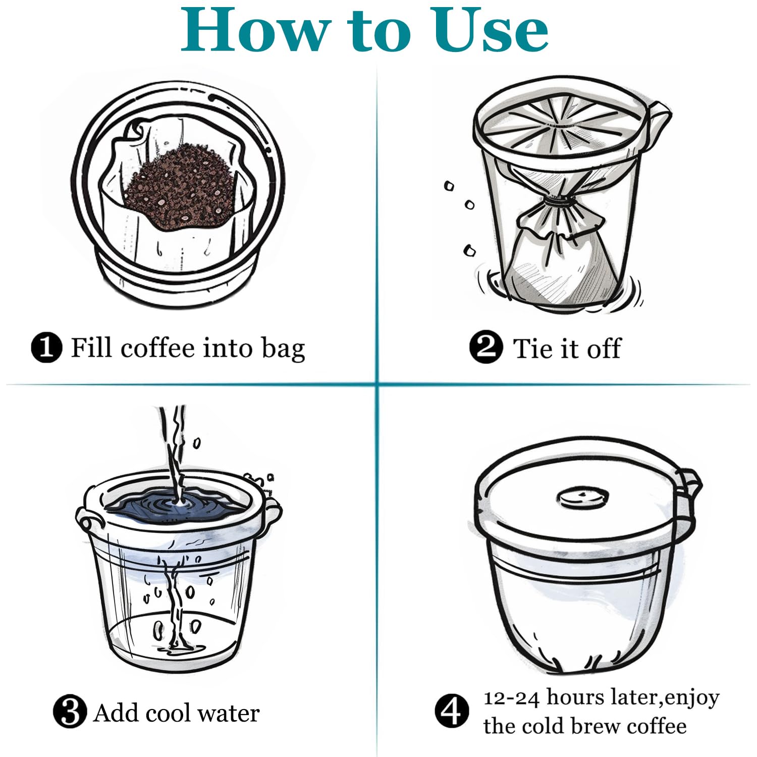 Yzurbu 100pcs 16''x20'' Cold Brew Coffee Filter Bags, No Mess Disposable Filter Bag with Straps for Coffee Shop 5-Gallon Systems
