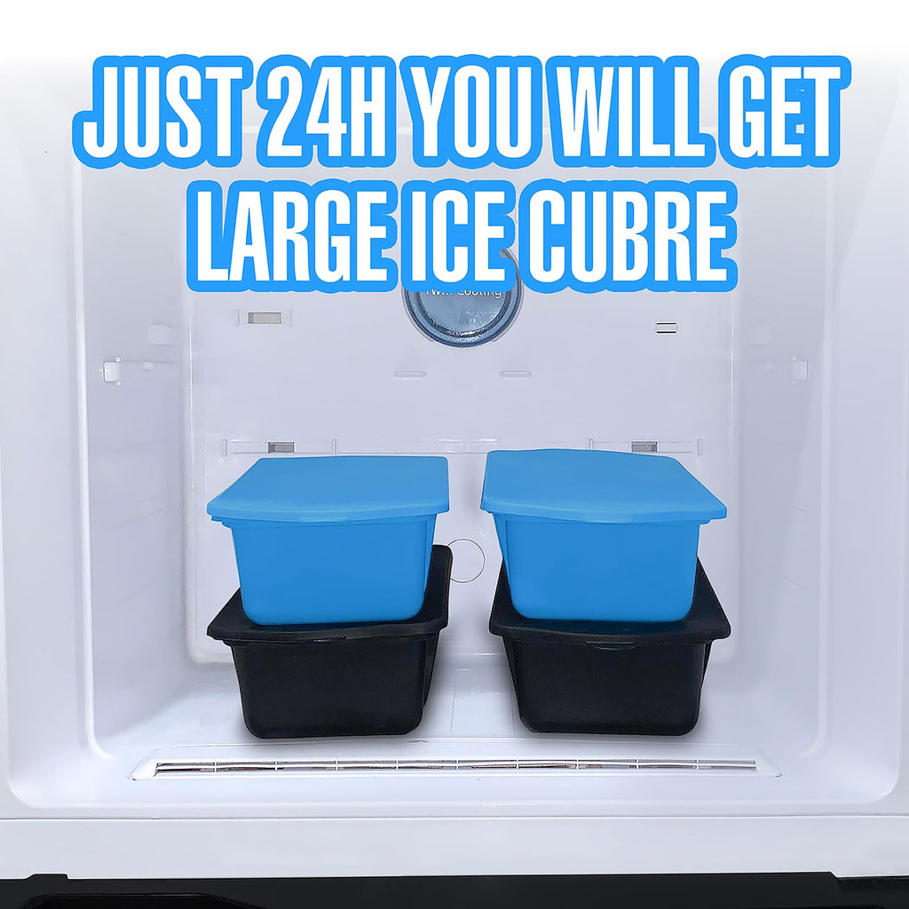 SILKORA - Large ice cube molds. Shape 2,5 Lbs Ice Bricks, 4Pcs Extra Large Ice molds with Lids for Stackings Ice Bath, Silicone Ice Cube Molds for Cold Plunge and Kitchen.