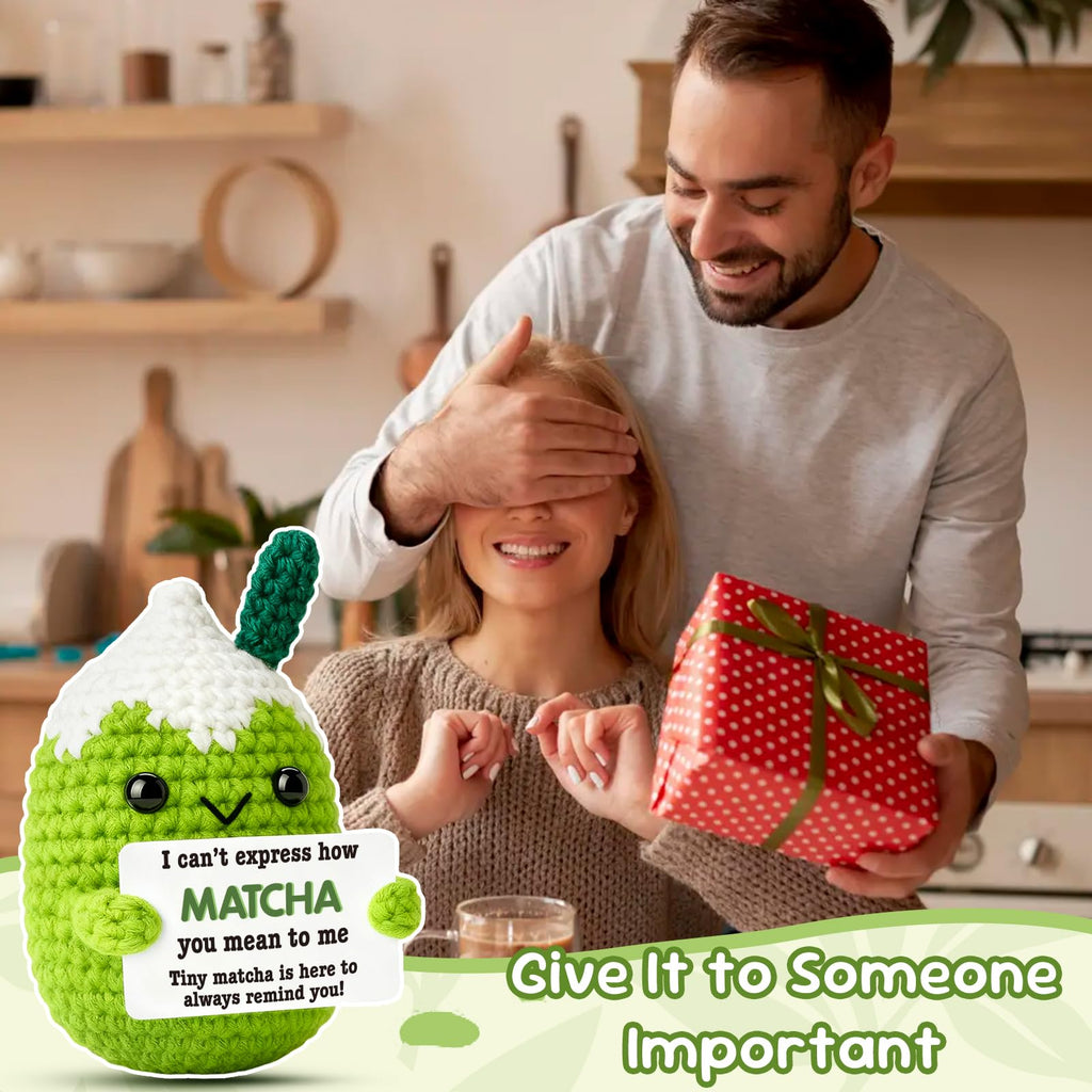 Ovrrcame How Matcha You Mean to Me Crochet Decor Funny Christmas Valentine's Day Present for Him Her, Handmade Appreciation Gift Idea for Partner Friend Coworker, Stocking Stuffer