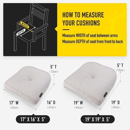 SUNROX LokGrip Non Slip Gel Memory Foam Chair Cushions for Dining Chairs Tailbone Pain Relief, Tufted Stain Resistant Thicken Durable Chair Pad for Dining Kitchen Office 17"x16" Set of 6, Cream
