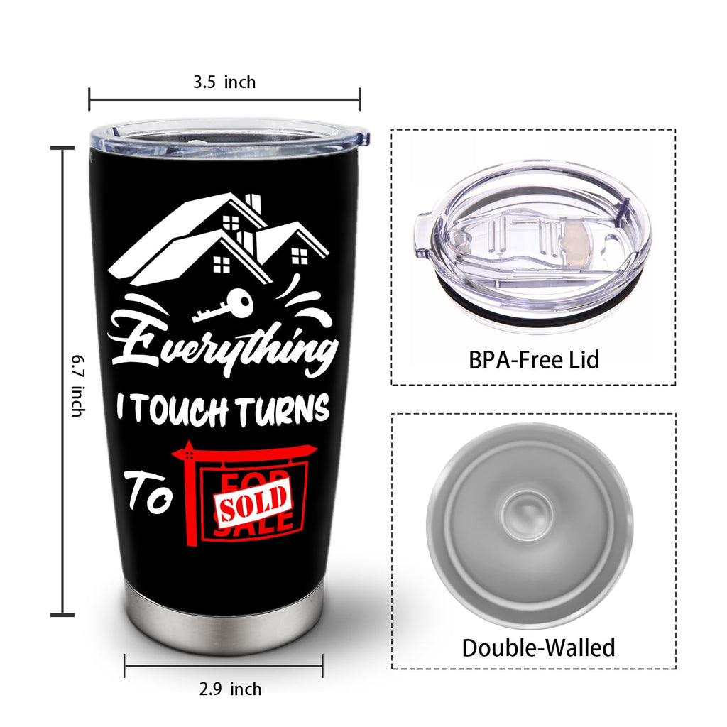 Coolertaste Realtor Gifts, Closing Gifts For Realtors, Gift For A Real Estate Agent Tumbler 20oz, Realtors Presents For Women Men, Funny Real Estate Presents Christmas, Salesman Birthday Gift Ideas