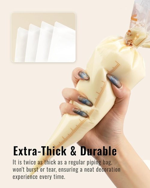 Bake Choice 16 Inch Large Piping Bags - 100PCS Thickened Disposable Anti-Burst Icing Bags for Cake Decorating