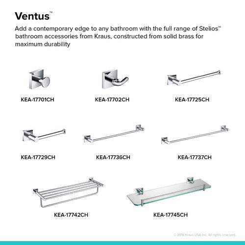 Kraus Ventus Bathroom Robe and Towel Double Hook, Chrome Finish, KEA-17702CH