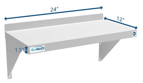 KoolMore NSF Stainless Steel Wall Mount Shelf - Industrial Grade Metal Shelving for Commercial Restaurant Kitchens 12 x 24