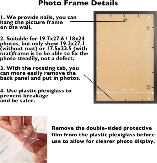 JCJMY Puzzle Frame - Display 1000-Piece Puzzles | Fits 19.7x27.6 Inch or 18x24 Inch with Mat - Black