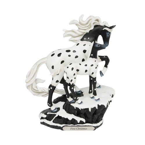 Enesco Trail of Painted Ponies Mare and Foal Figurine First Christmas Theme – Hand-Painted Resin Horse Collectible with Gift Box and Collector Card
