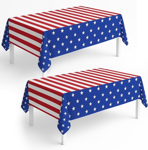 American Flag Tablecloths by [Brand Name] - 54" x 108" Disposable Patriotic Party Decor | 2-Pack