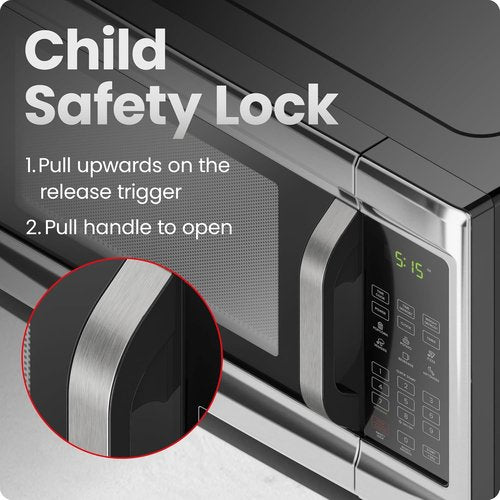 Chefman Microwave Oven - 1.3 Cu. Ft. Digital Stainless Steel | 1000 Watts, 6 Auto Menus, Child Safety Lock