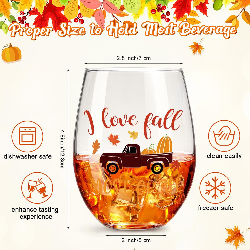 Umigy 4 Pcs 17oz Fall Stemless Wine Glasses Hello Thanksgiving Autumn Decorations Pumpkin Spice Tumbler Harvest Tumbler Cups Kitchen Friendsgiving Gifts for Sisters, Friends, Colleagues