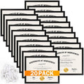 YixangDD 20 PACK Certificate Frames 8.5 x 11, Black Diploma Frame Document Frame with Clear Plexiglass, Picture Frames for Tabletop and Wall Display