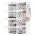 SONGMICS Shoe Rack Organizer, 8-Tier Shoe Storage Cabinet for Closet and Entryway, Holds 32 Pairs of Shoes, Adjustable, Cloud White and Trasparent ULPC034W01