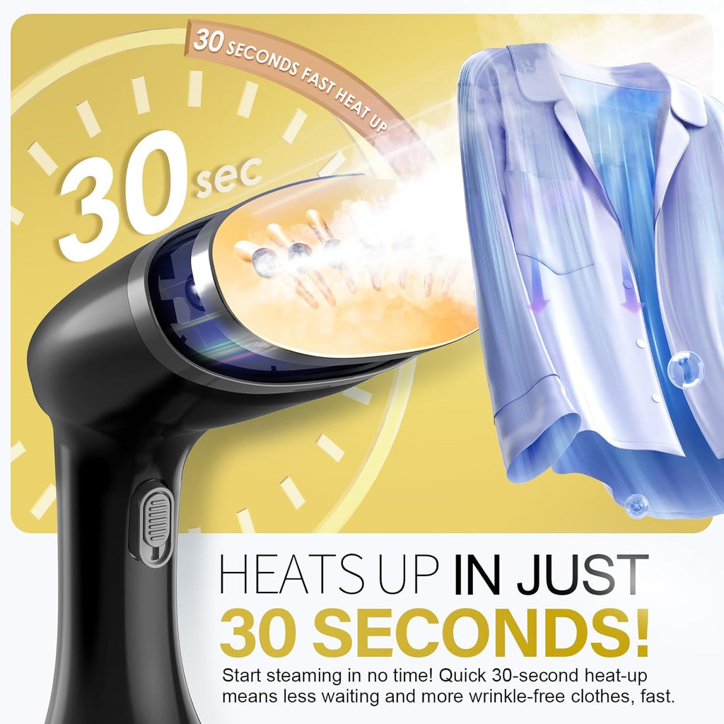 Skiennix Handheld Clothes Steamer - 1800W Fast Heat-Up, 3 Steam Settings, 380ml Tank, Portable Travel Use