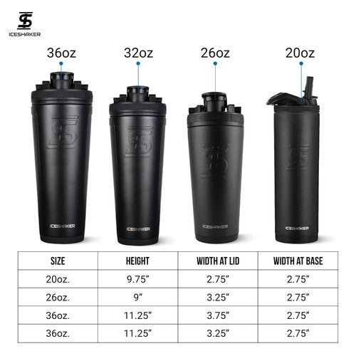 Ice Shaker Insulated Stainless Steel Shaker Bottle | 26oz, Java | Cold for 30+ Hours | Insulated Cup with Twist-on Agitator | Odor-Free Bottle for Protein Shakes, Water, Smoothies, Cocktails
