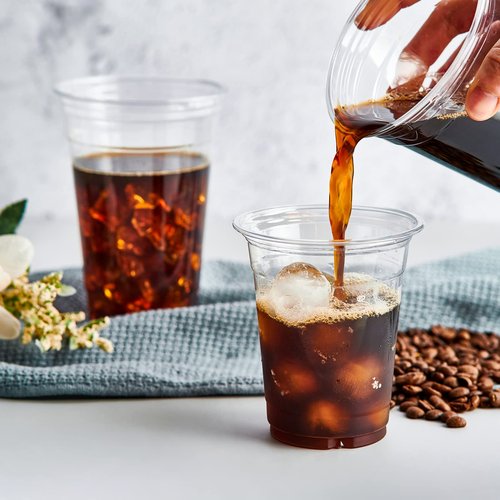 Lilymicky 1000 Pack 12 oz Clear Plastic Cups, PET Disposable Drinking Cups, Crystal Clear, Perfect for Ice Coffee, Smoothie, Soda, or Any Cold Drinks