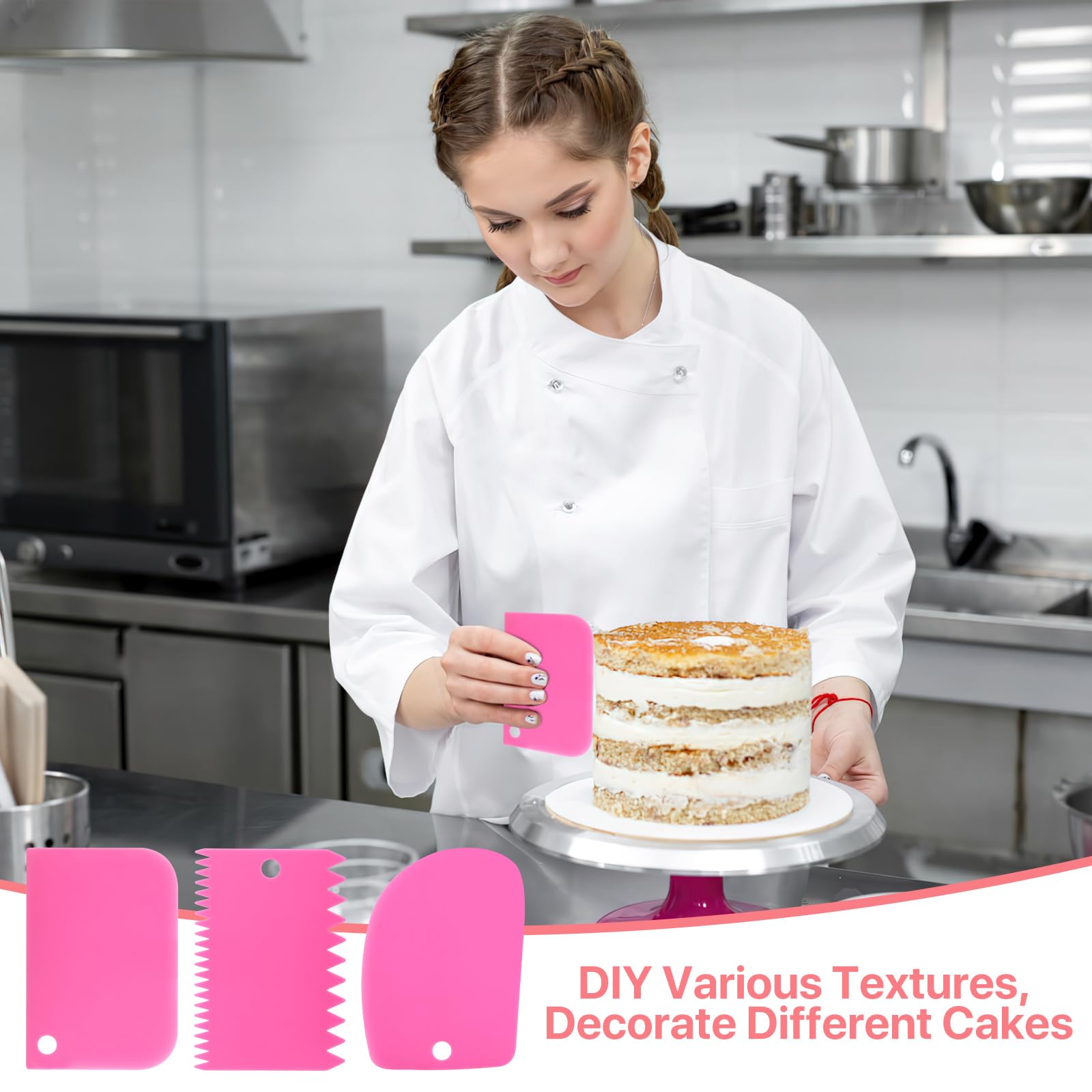 Icing Decoration Gun Set, Stainless Steel Dessert Decorating Syringe Set, Cupcake Frosting Filling Injector with 6 Icing Nozzles, 3 Cream Scraper, 2 Offset Spatula, 2 Nozzle Brush for Kitchen Baking